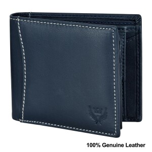 Navy Blue RFID Blocking Leather Wallet