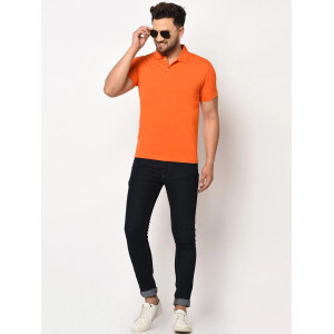 Cotton Blend Solid Half Sleeves Polo T-Shirt For Men