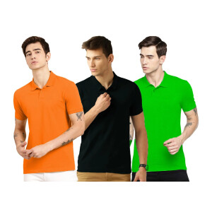 Men's Poly Cotton Solid Half Sleeves Polo T-Shirts (Buy 1 Get 2)