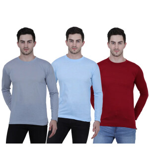 Men's Cotton Round Neck Full Sleeves Stylish T-shirt (Pack of 3)