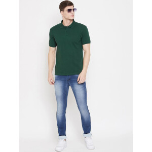 Cotton Blend Solid Half Sleeves Polo T-Shirt For Men