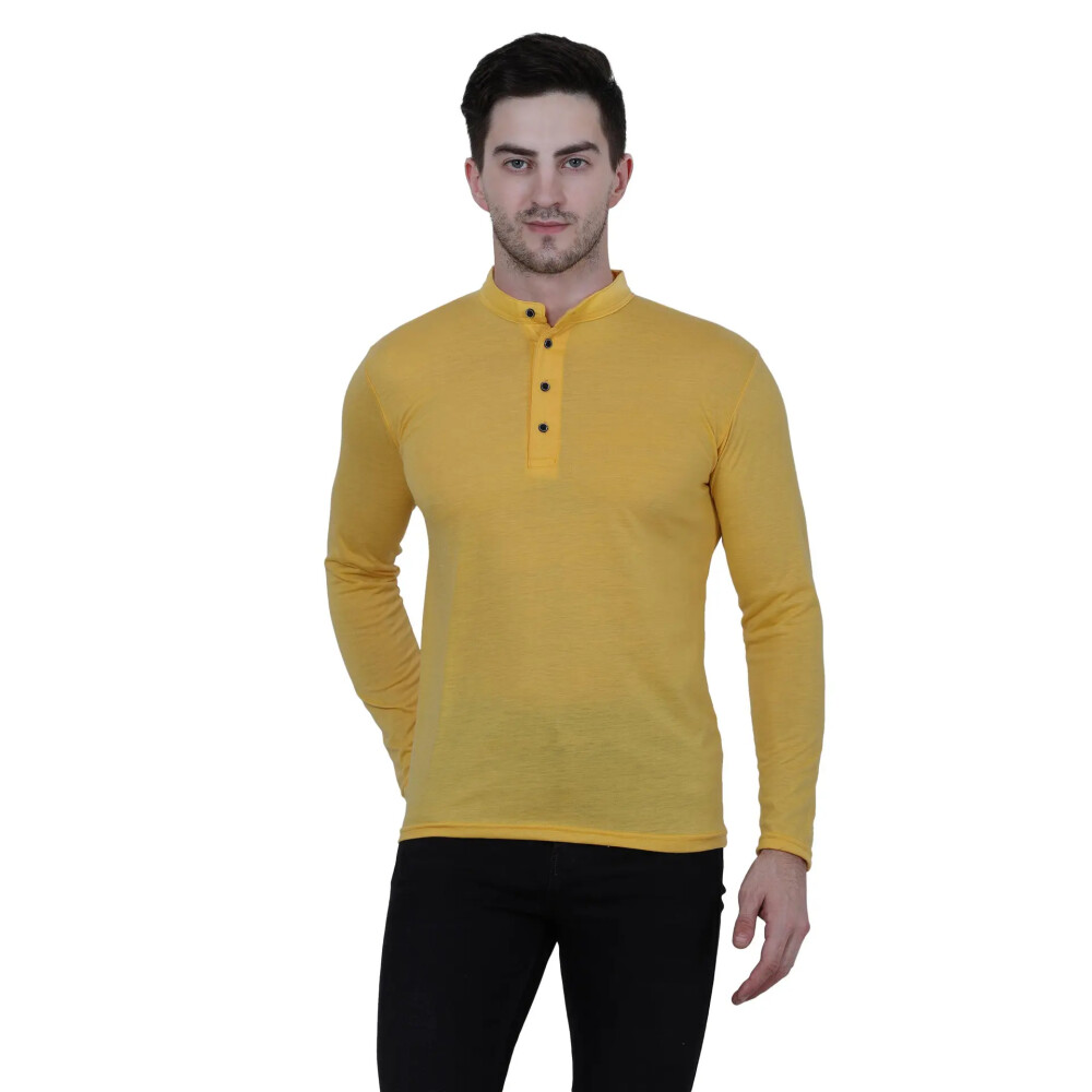 Cotton Blend Solid Full Sleeves T-Shirt For Men